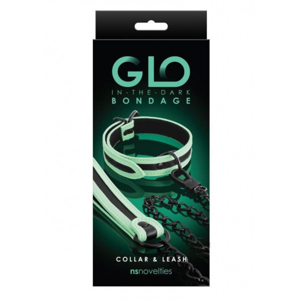 Glo Bondage Collar/leash Green - Collars & Leashes