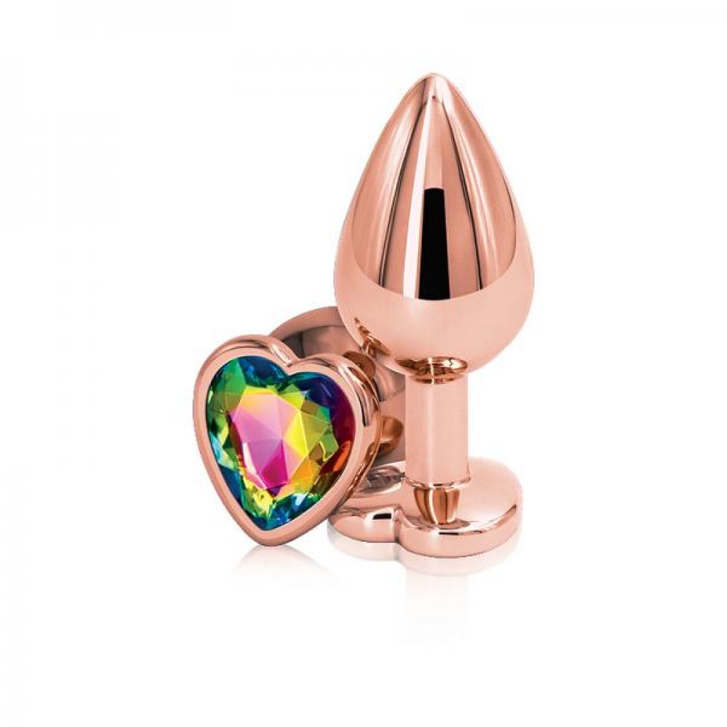 Rear Assets Rose Gold Heart Med Rainb - Anal Plugs