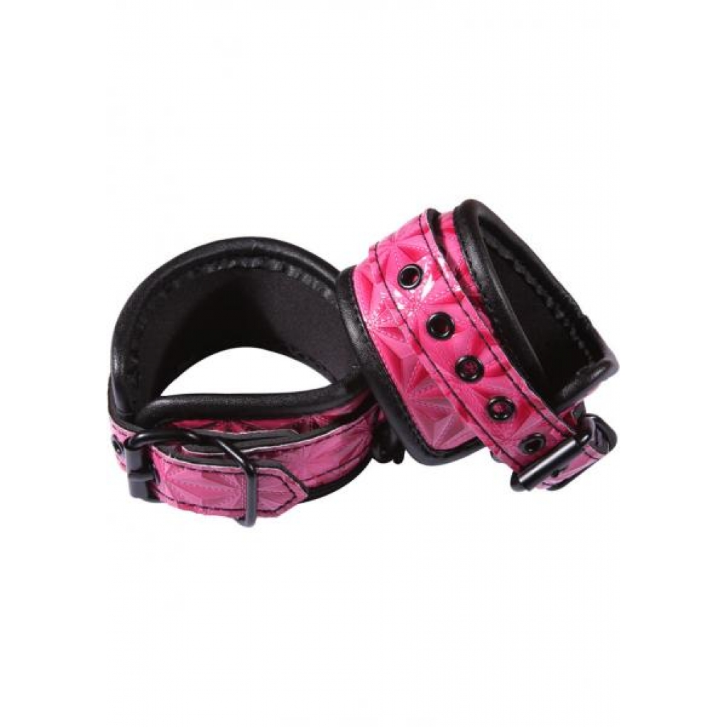 Sinful Vinyl Wrist Cuffs Pink - Handcuffs