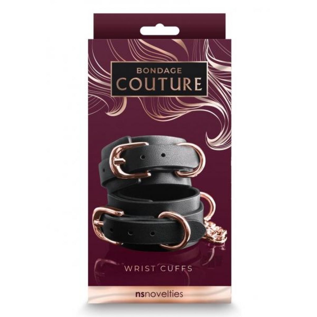 Bondage Couture Wrist Cuffs Black - Handcuffs