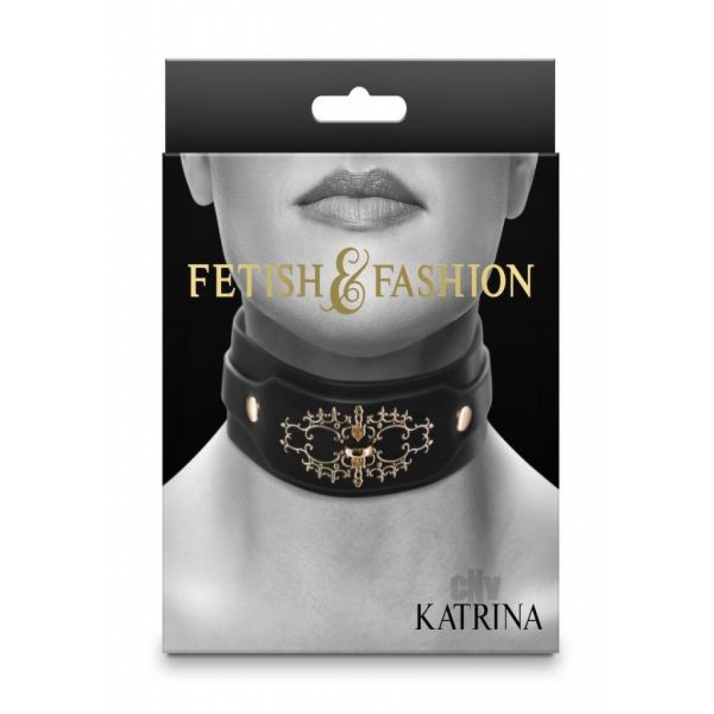 Fetish Fashion Katrina Collar Blk/gld - Collars & Leashes