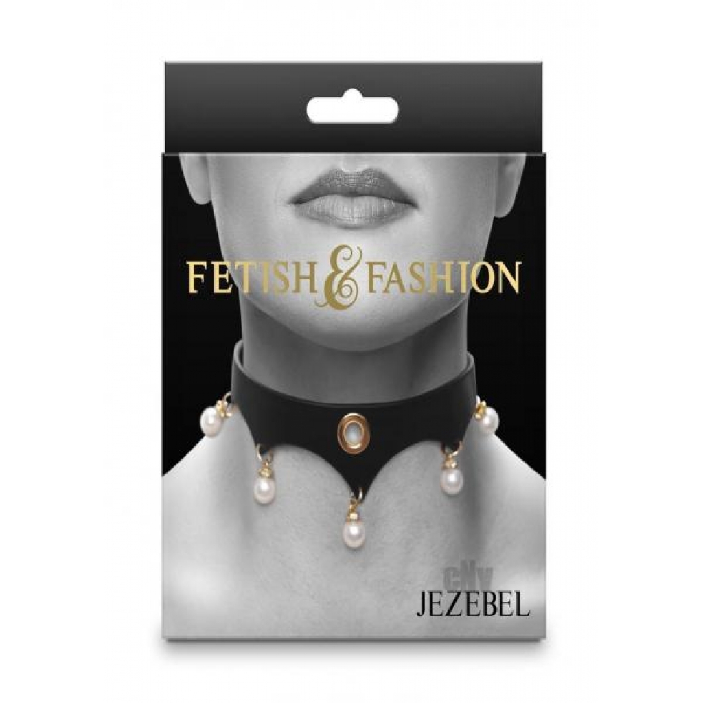 Fetish Fashion Jezebel Collar Blk/gld - Collars & Leashes