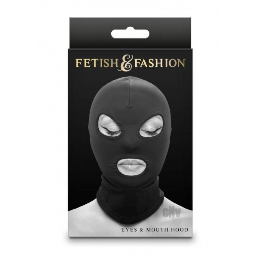 Fetish Fashion Eyes and Mouth Hood - Black