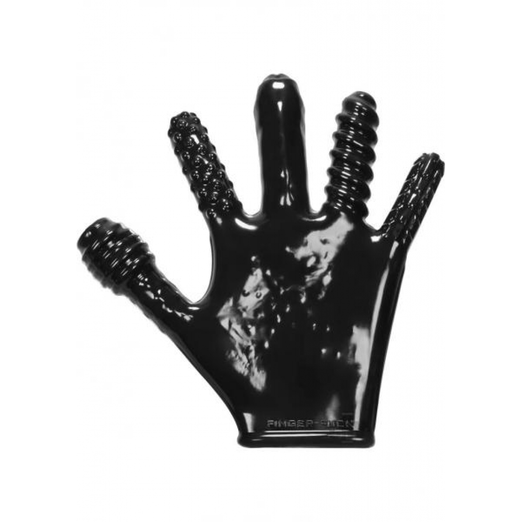 Finger F*ck Textured Glove Oxballs Black - Fetish Clothing