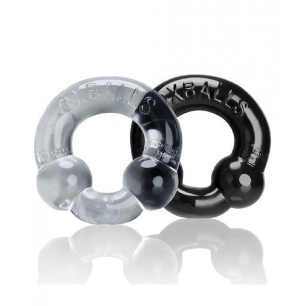 Oxballs Ultraballs Cock Rings Black, Clear 2 Pack - Couples Vibrating Penis Rings