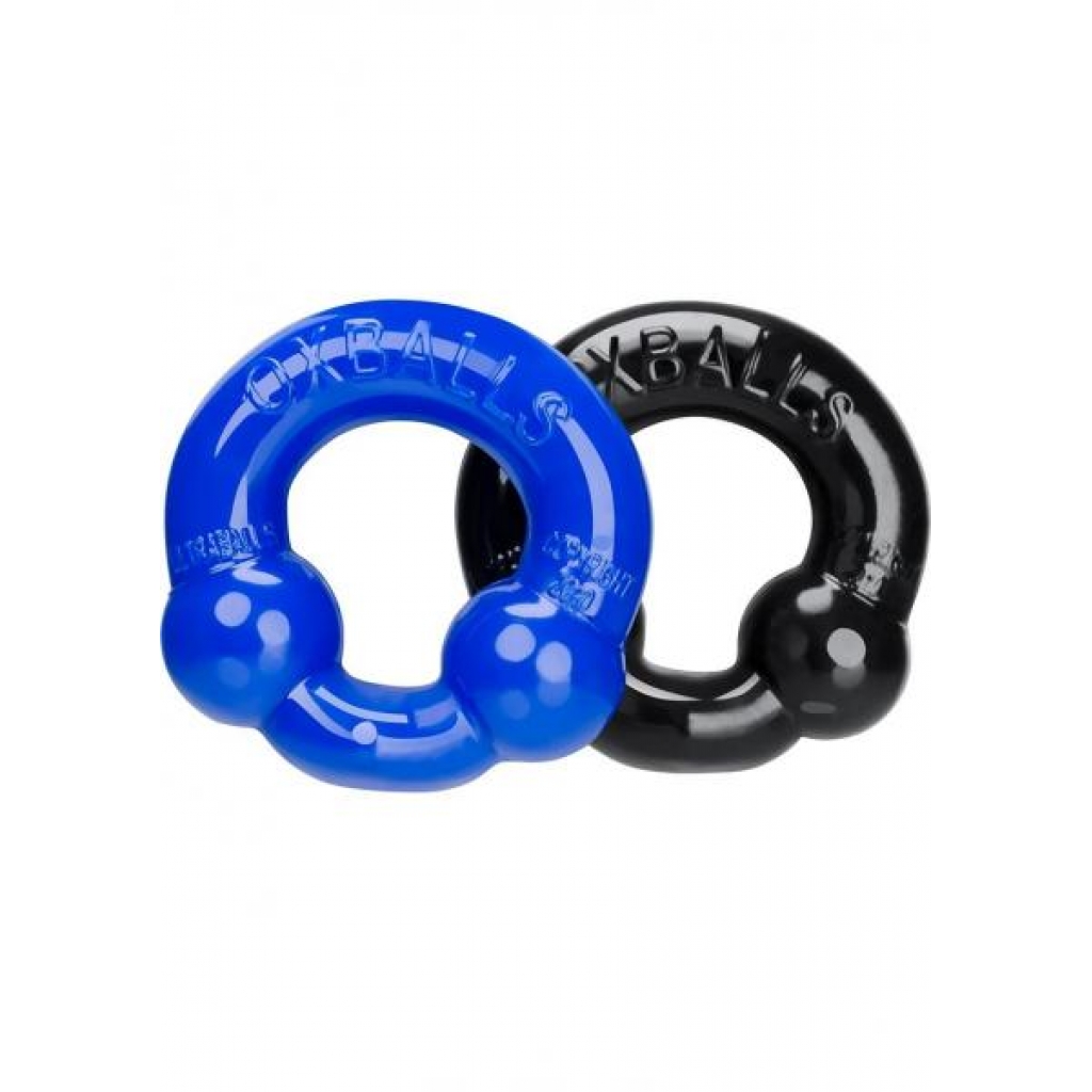 Oxballs Ultraballs 2 Pack Cock Ring Black, Police Blue - Couples Vibrating Penis Rings