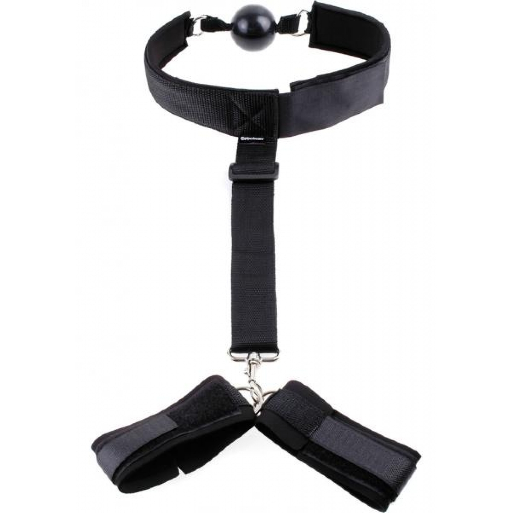 Fetish Fantasy Gag And Wrist Restraint Black - Babydolls & Slips