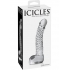 Icicles No 61 Textured Glass Dildo With Balls Clear 5 Inch - Realistic Dildos & Dongs