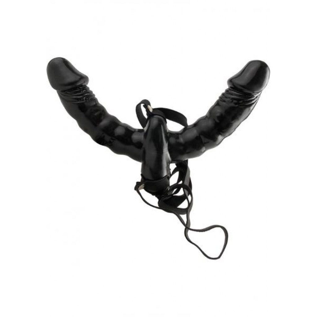 Vibrating Double Delight Strap-On Black - Double Dildos