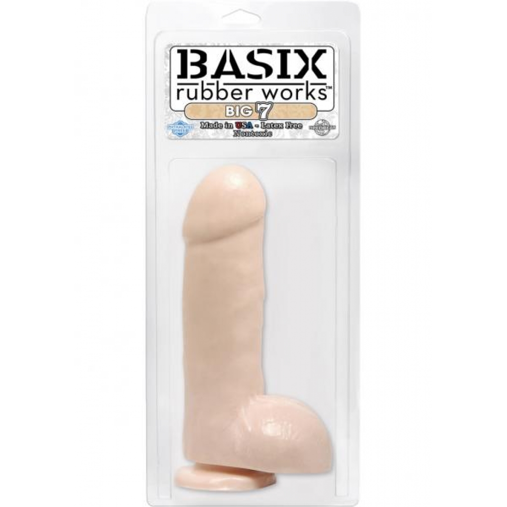 Basix Big 7 With Suction Cup 7 Inch Flesh - Realistic Dildos & Dongs