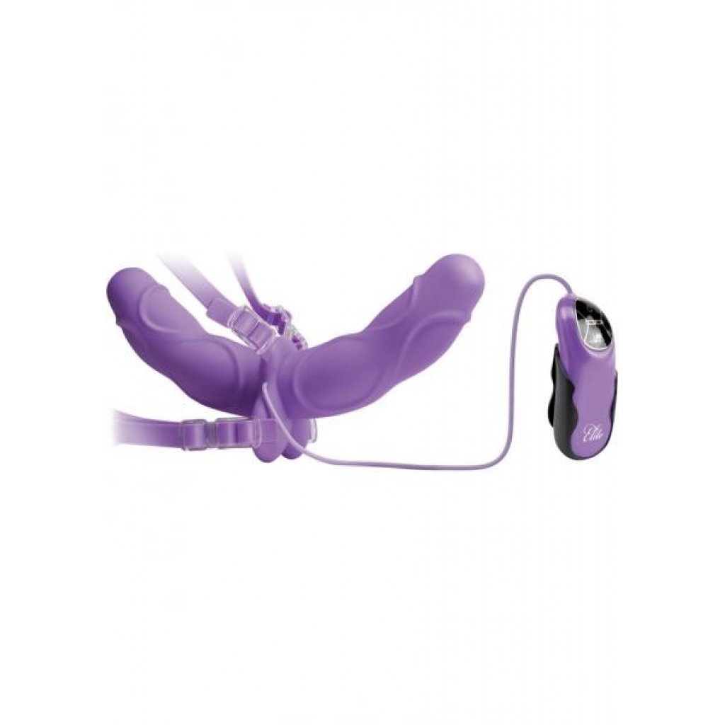 Elite Vibrating Double Delight Strap On 10 Inches Purple - Harness & Dong Sets