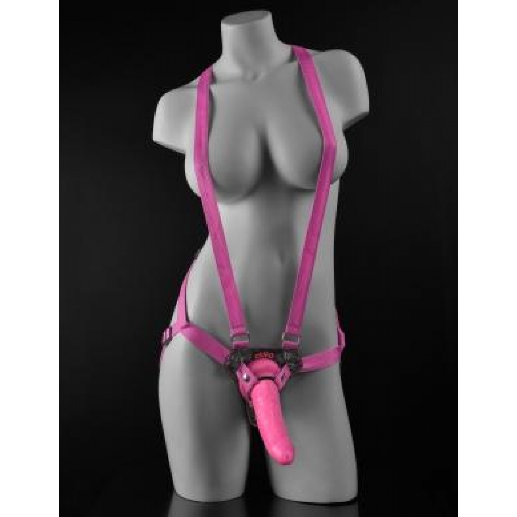 Dillio 7 inches Strap On Suspender Harness Set Pink - Harness & Dong Sets