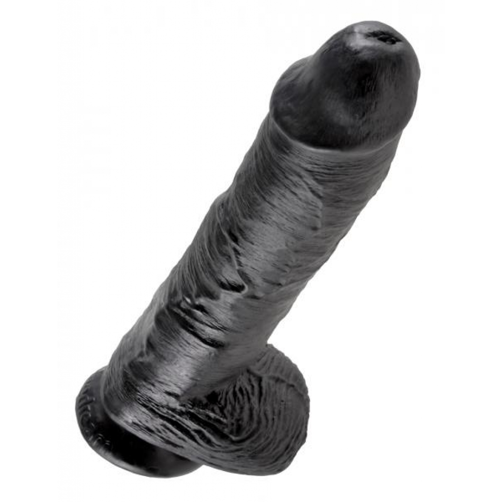 King Cock 10 Inches Cock Balls Black - Huge Dildos