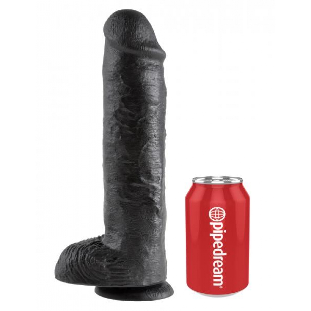 King Cock 11 Inches Cock Balls Black - Huge Dildos