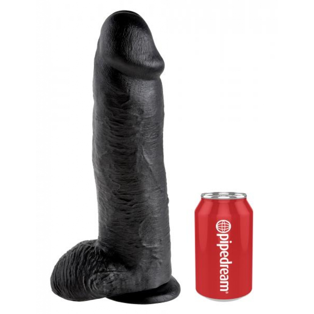 King Cock 12 Inch Cock With Balls- Black - Huge Dildos