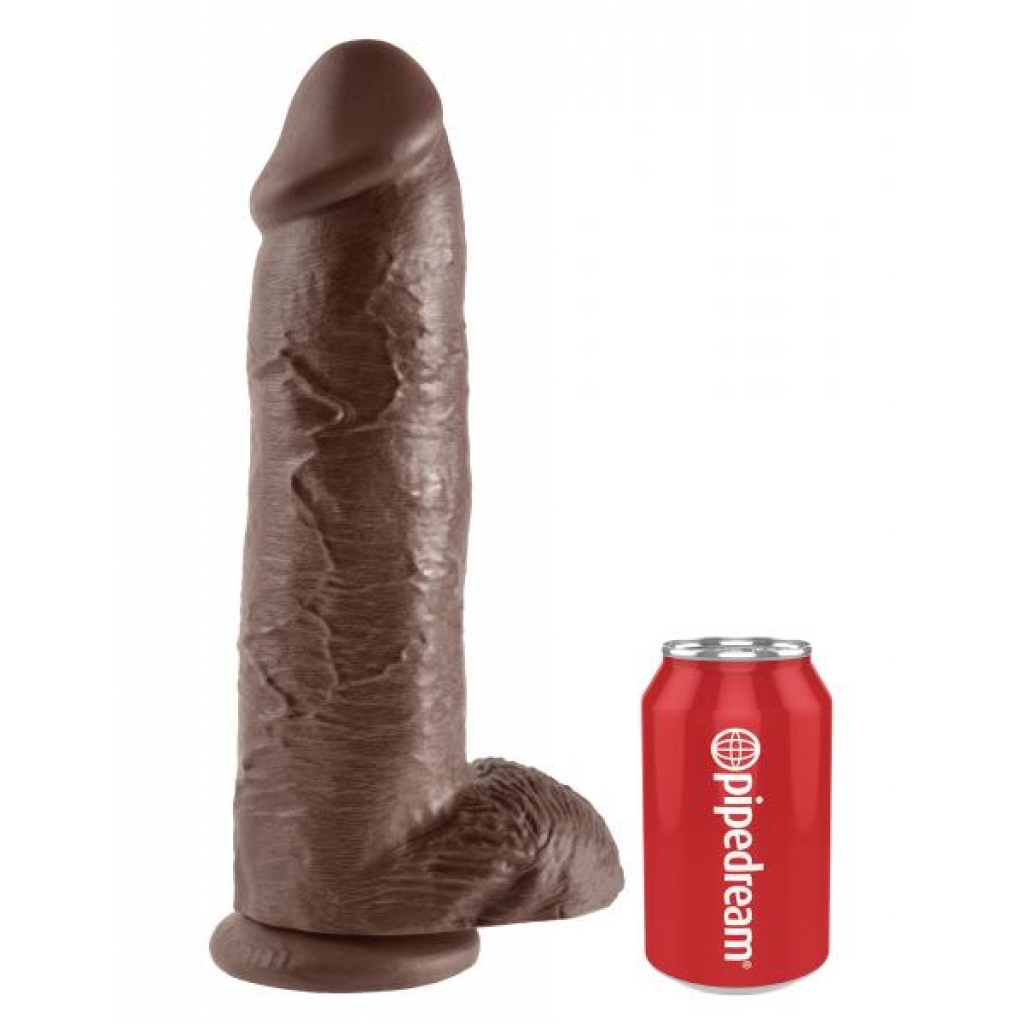 King C*ck 12 Inch C*ck With Balls - Brown - Realistic Dildos & Dongs