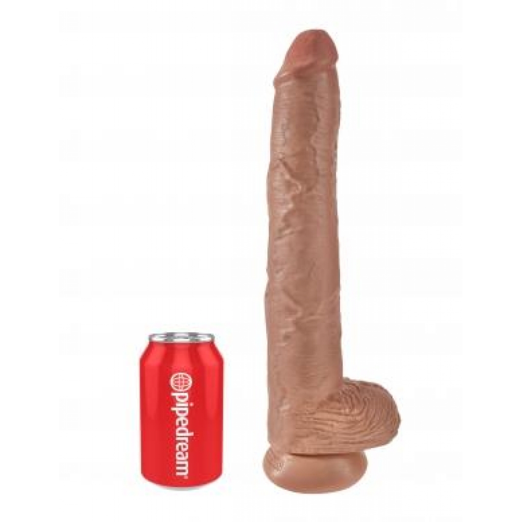 King Cock: 14 Inches Cock with Balls Tan Dildo