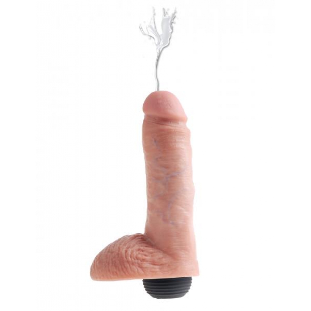 King Cock 8 inches Squirting C*ck Balls Beige - Realistic Dildos & Dongs