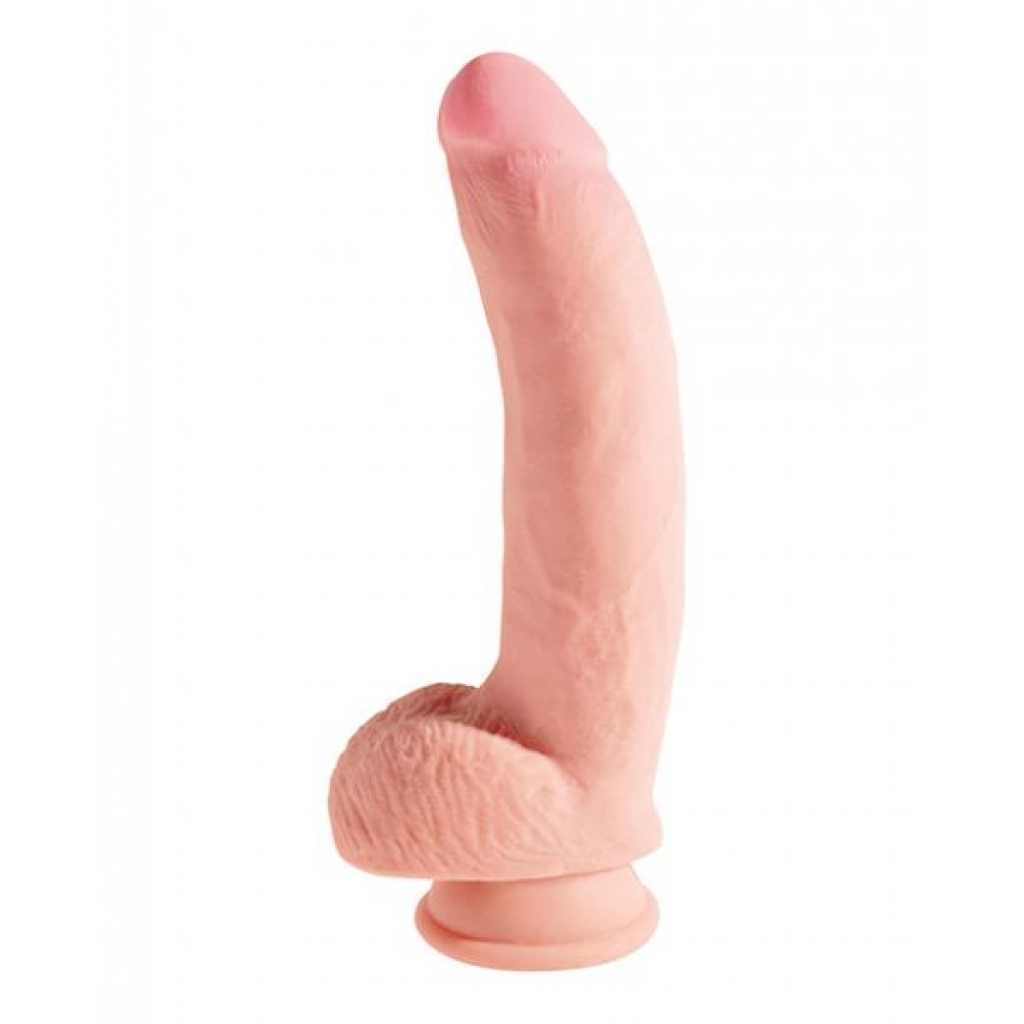 King Cock Triple Density 10 inches Fat Dildo with Balls Beige - Realistic Dildos & Dongs