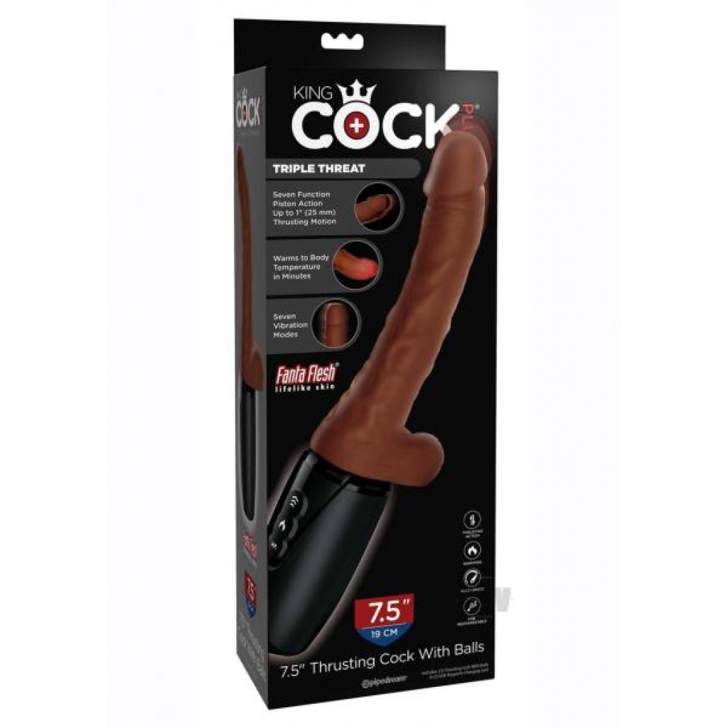 Kc Plug Thrust Cock W/balls 7.5 Brown - Realistic Dildos & Dongs