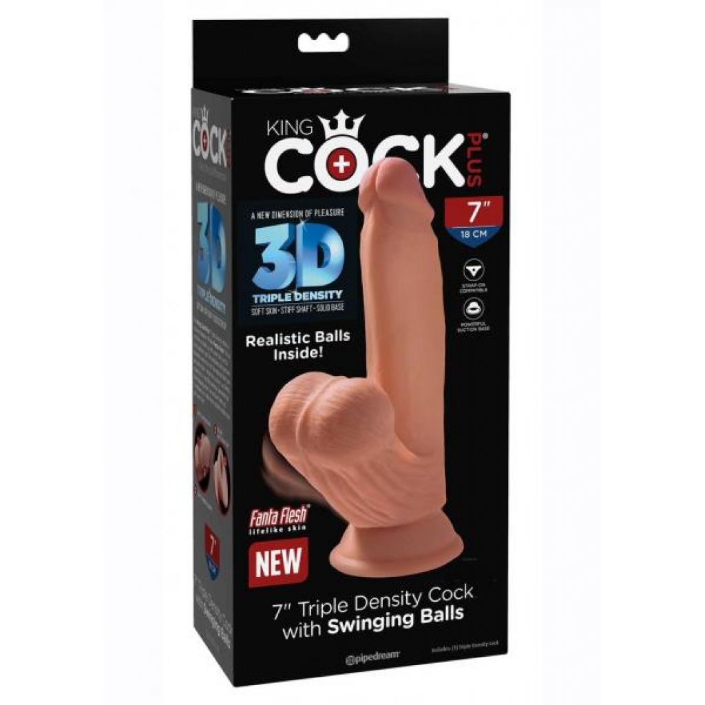 Kc Plus Triple Dense Cock W/balls 7 Tan - Realistic Dildos & Dongs