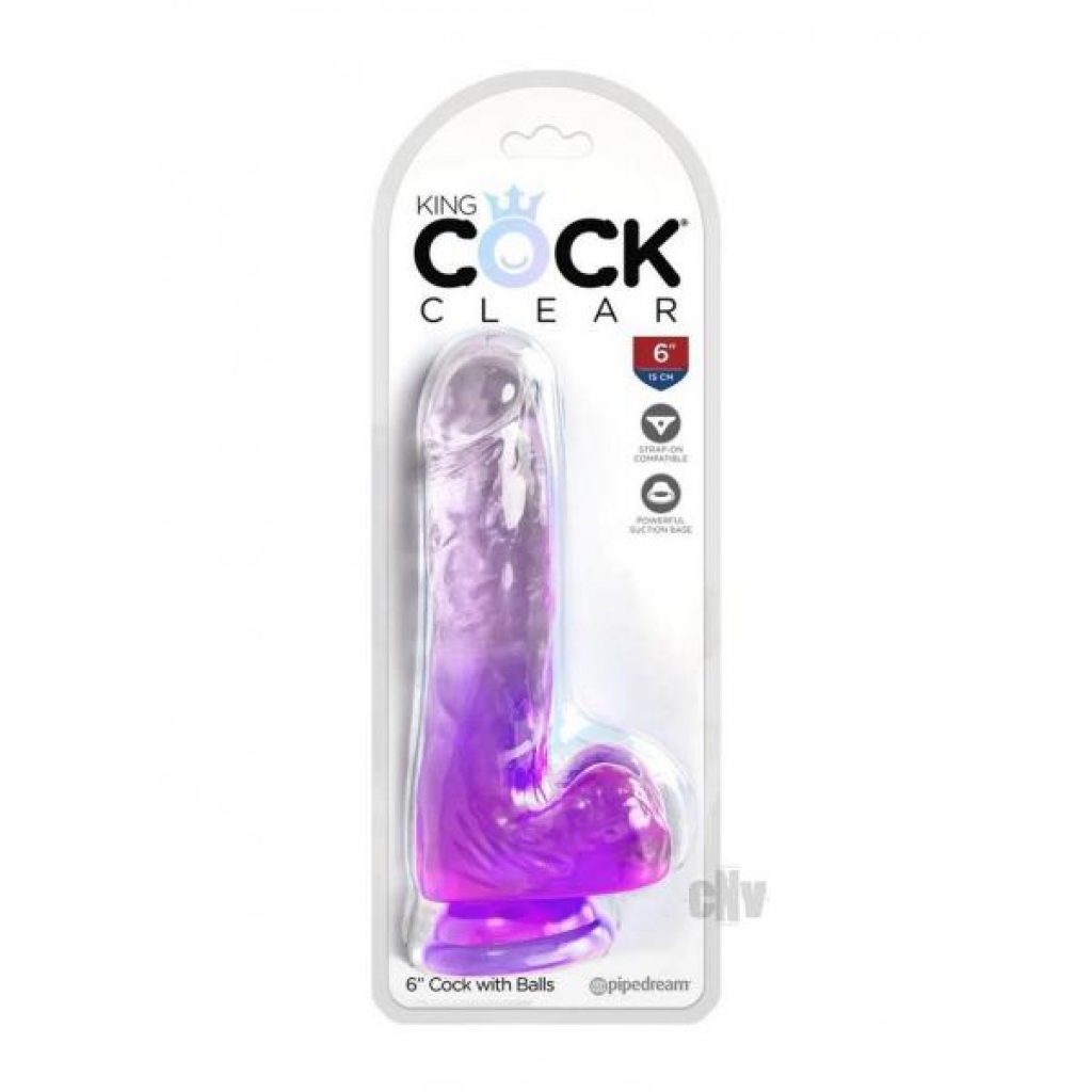 Kc 6 Cock Clear W/balls Purple - Extreme Dildos