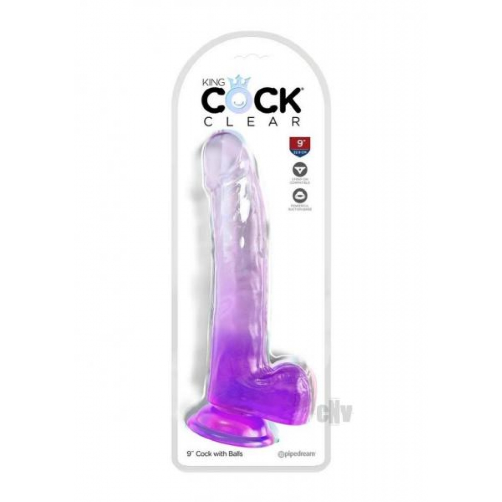 Kc 9 Cock Clear W/balls Purple - Huge Dildos