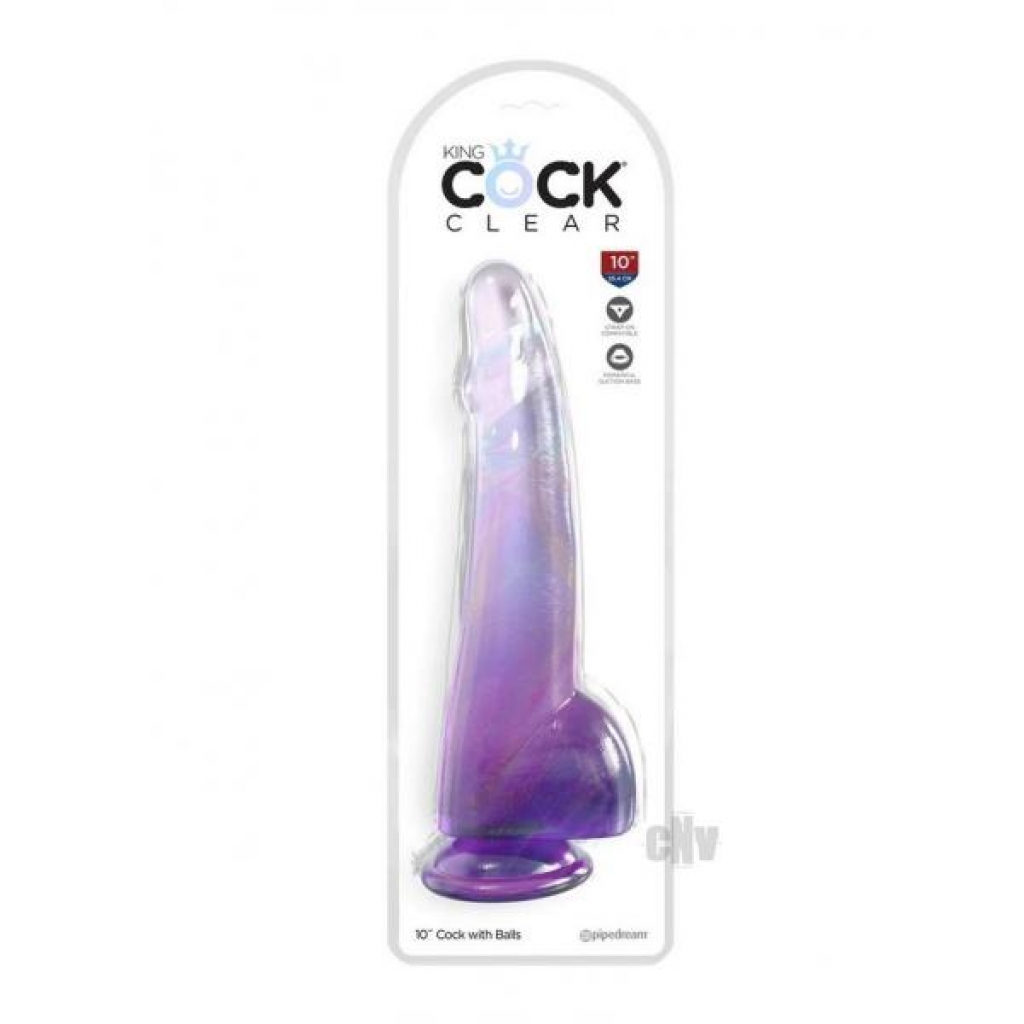 Kc 10 Cock Clear W/balls Purple - Huge Dildos