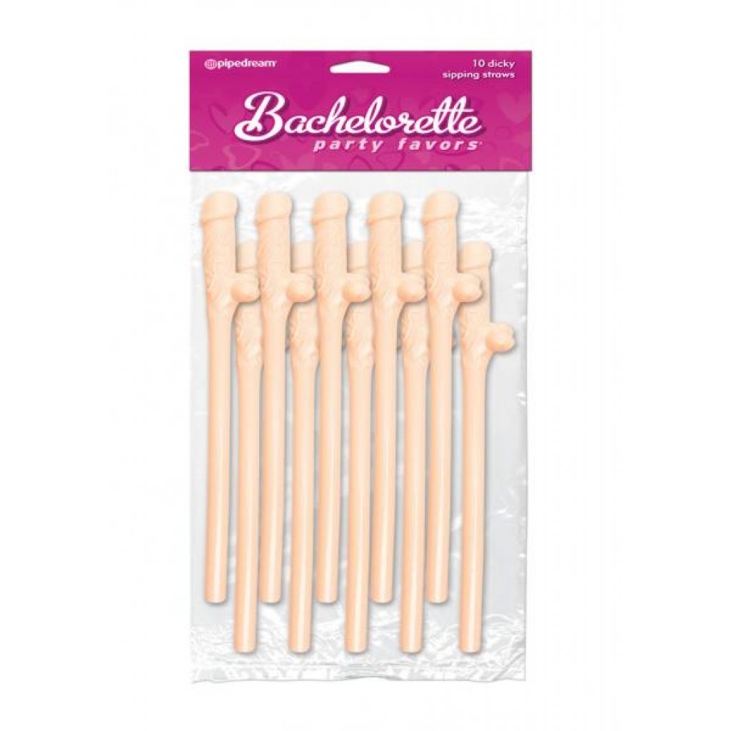 Bachelorette Party Favors Dicky Sipping Straws Beige 10pc. - Serving Ware