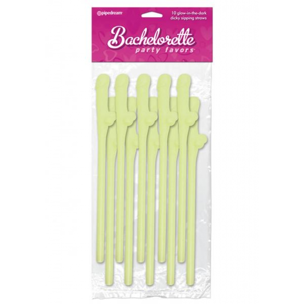 Bachelorette Party Favors Dicky Sipping Straws Glow In The Dark 10pc. - Serving Ware