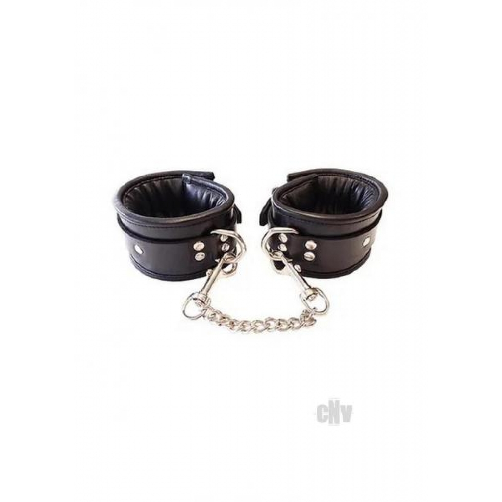 Luxury Padded Leather Ankle Cuffs - Black