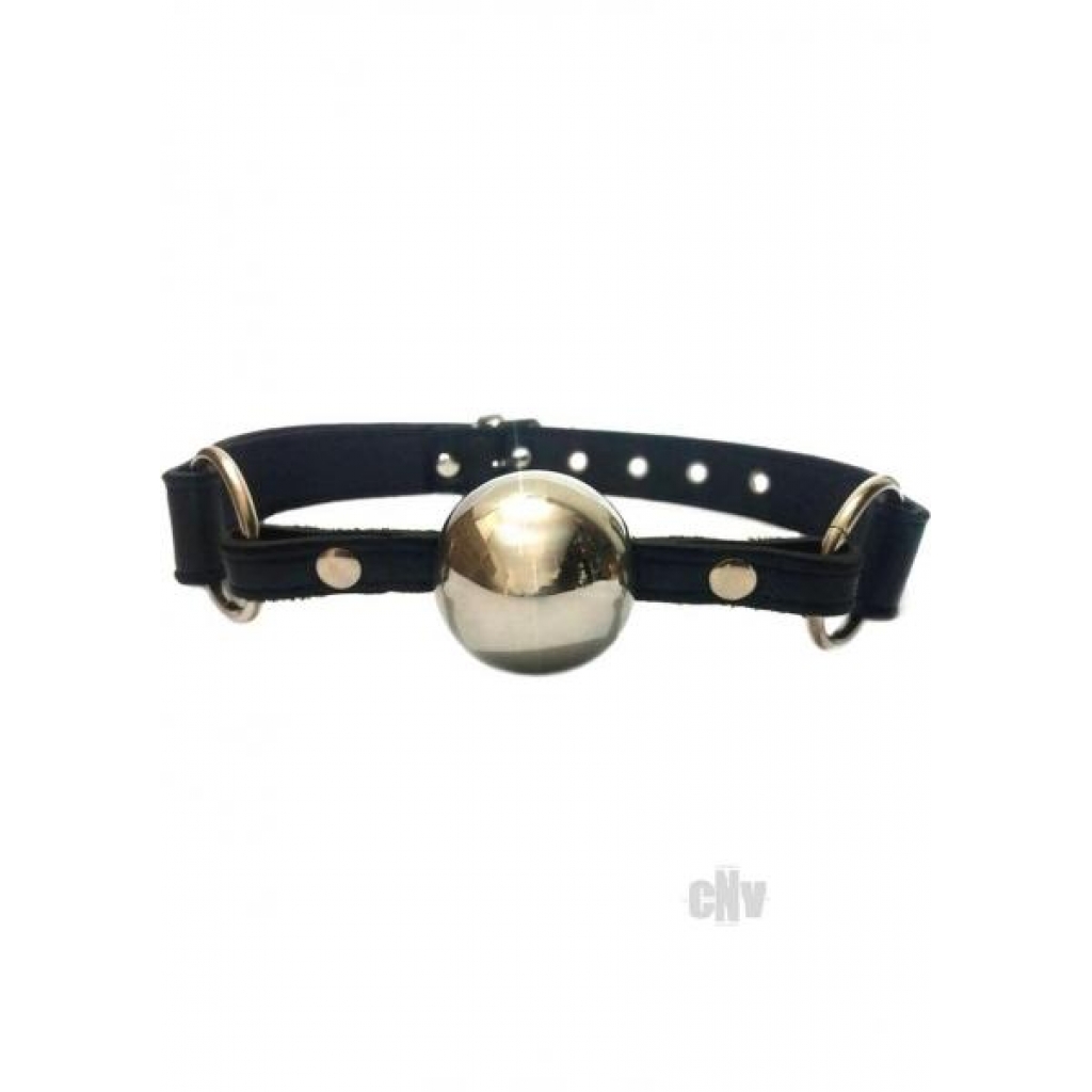 Rouge Black Leather Ball Gag with Silver Ball - Ball Gags