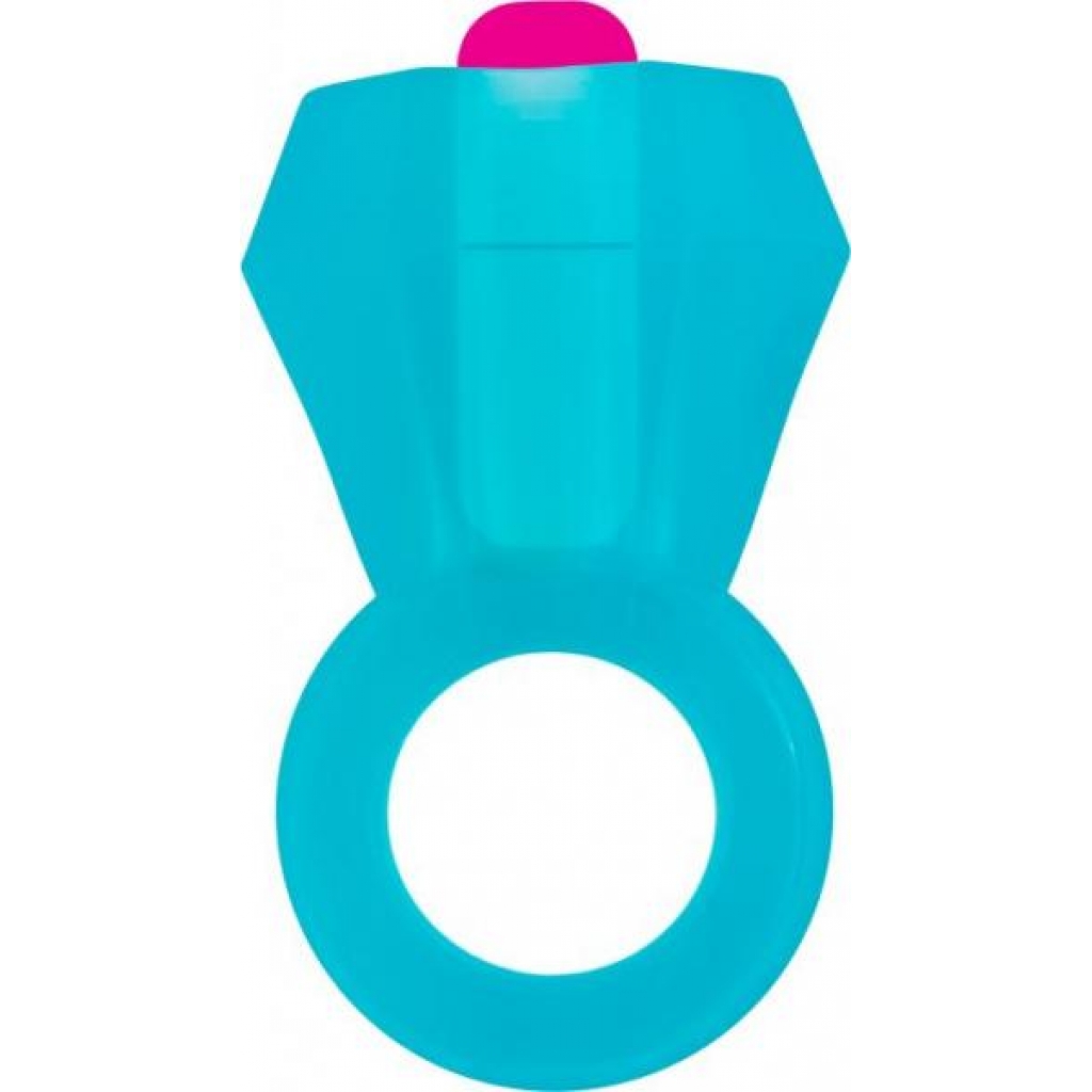 Rock Candy Bling Pop Ring Blue Vibrating Cock Ring - Couples Vibrating Penis Rings