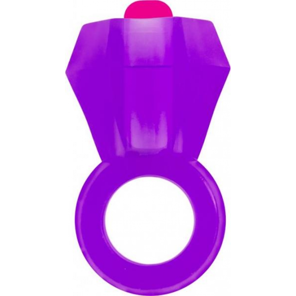 Rock Candy Bling Pop Ring Purple Vibrating Cock Ring - Couples Vibrating Penis Rings