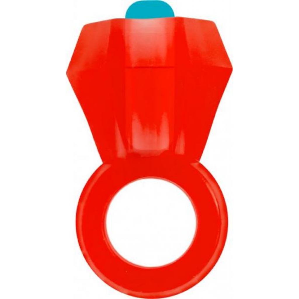 Rock Candy Bling Pop Ring Red Vibrating Cock Ring - Couples Vibrating Penis Rings