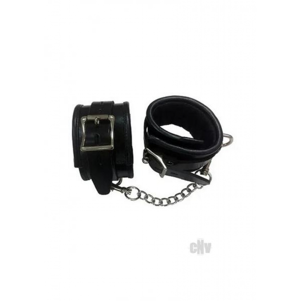 Padded Leather Wrist Cuffs Black - Handcuffs