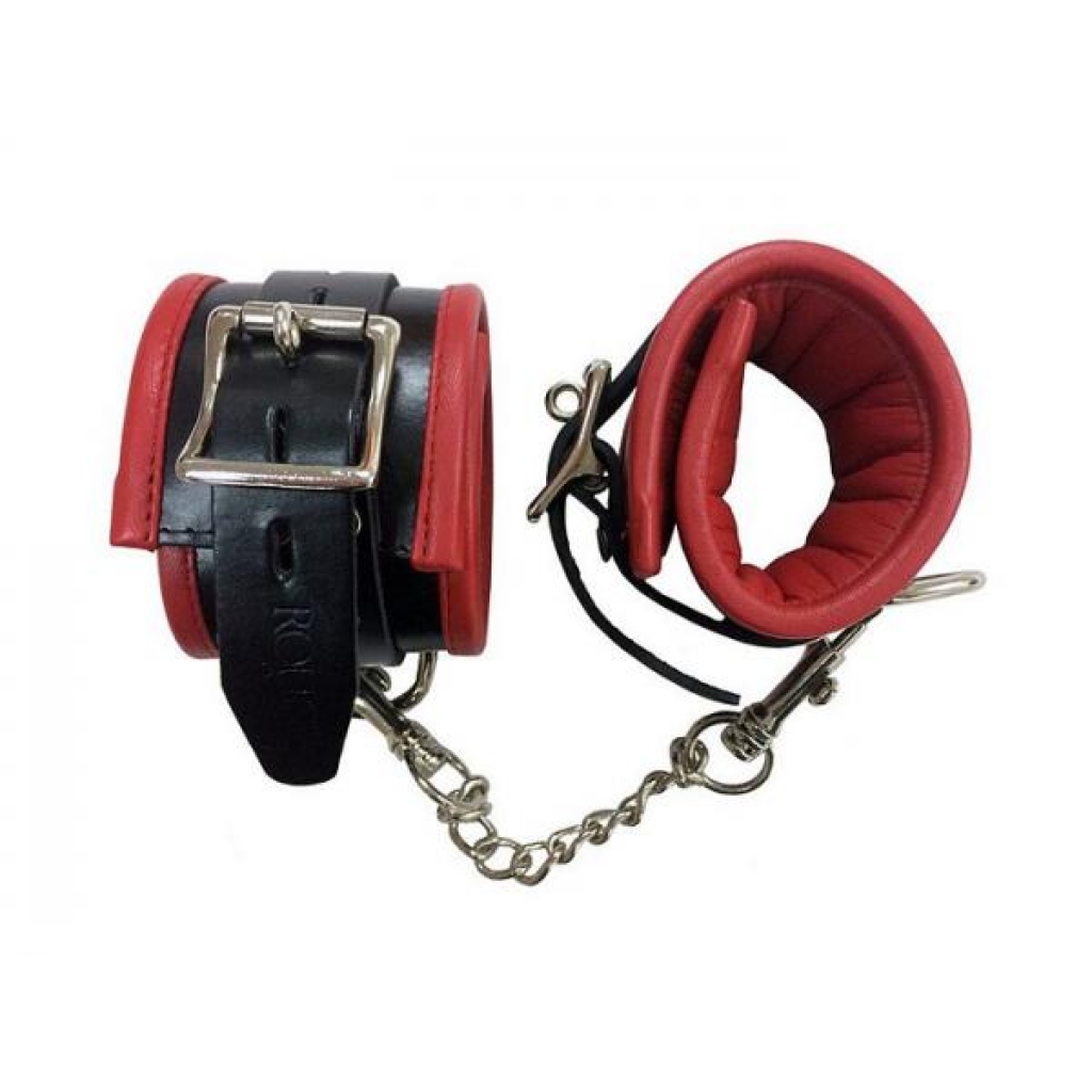 Rouge Padded Wrist Cuffs Black Red - Handcuffs