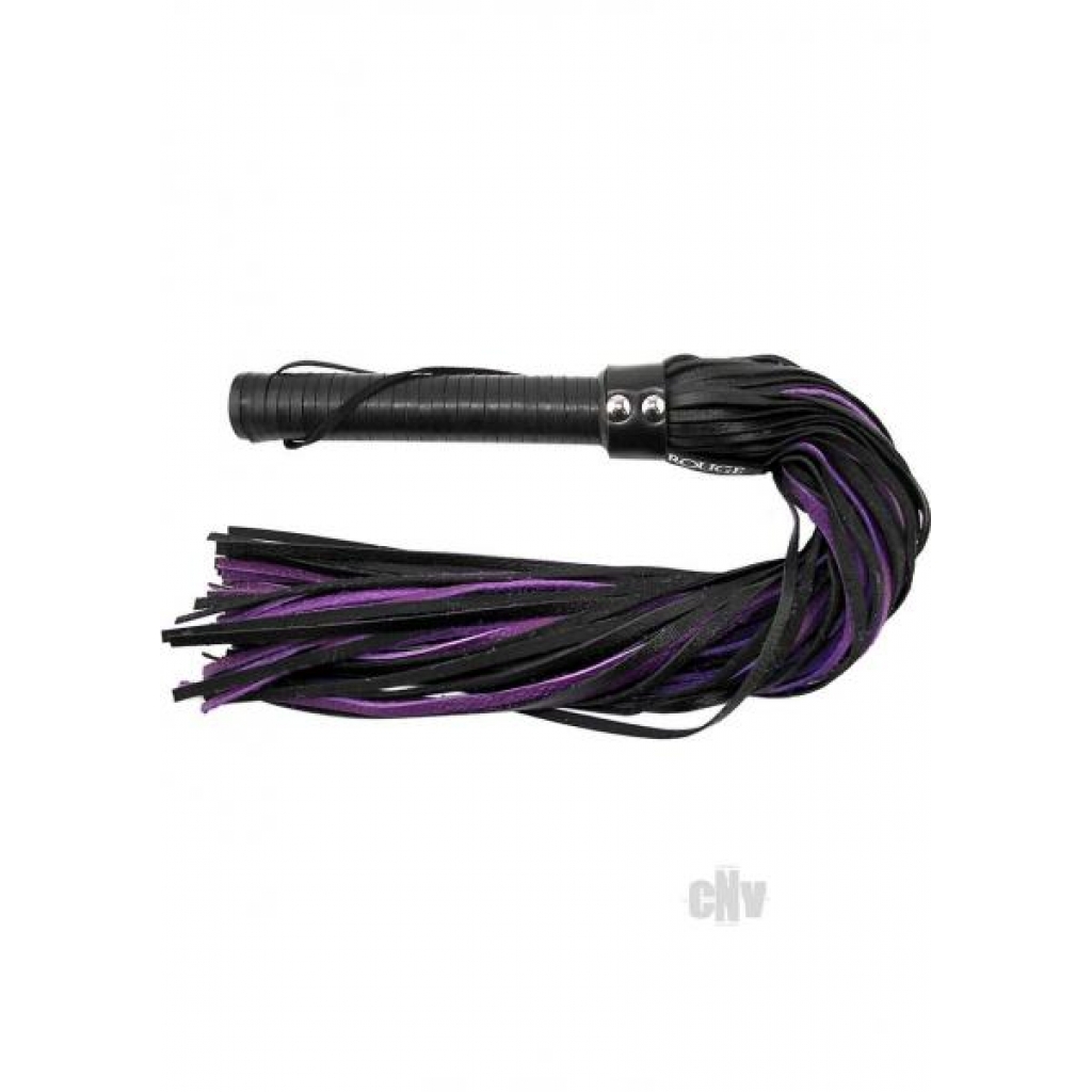 Rouge Long Leather Flogger - Black/Purple