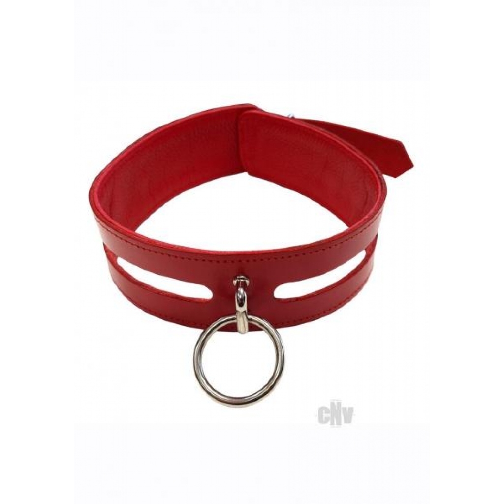 Leather O-ring Collar - Red