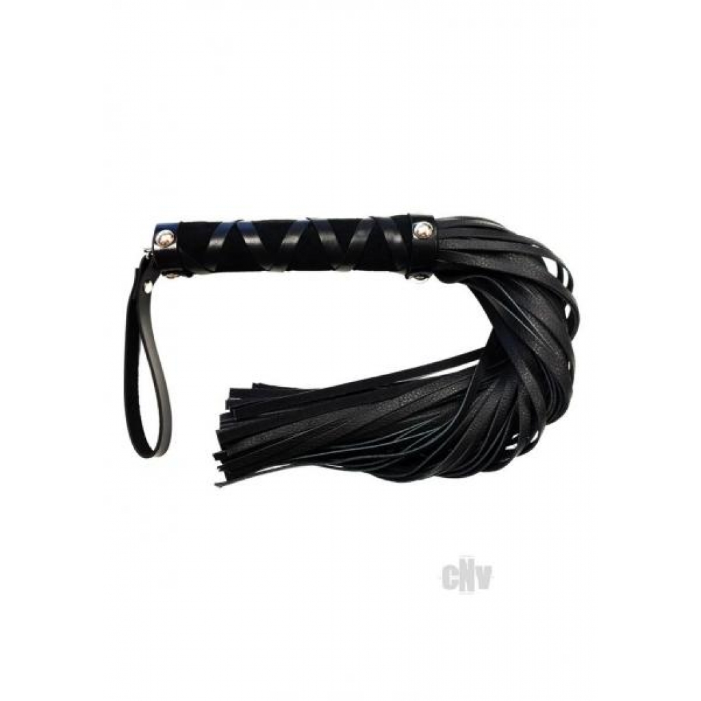 Rouge Short Leather Flogger With Studs - Black