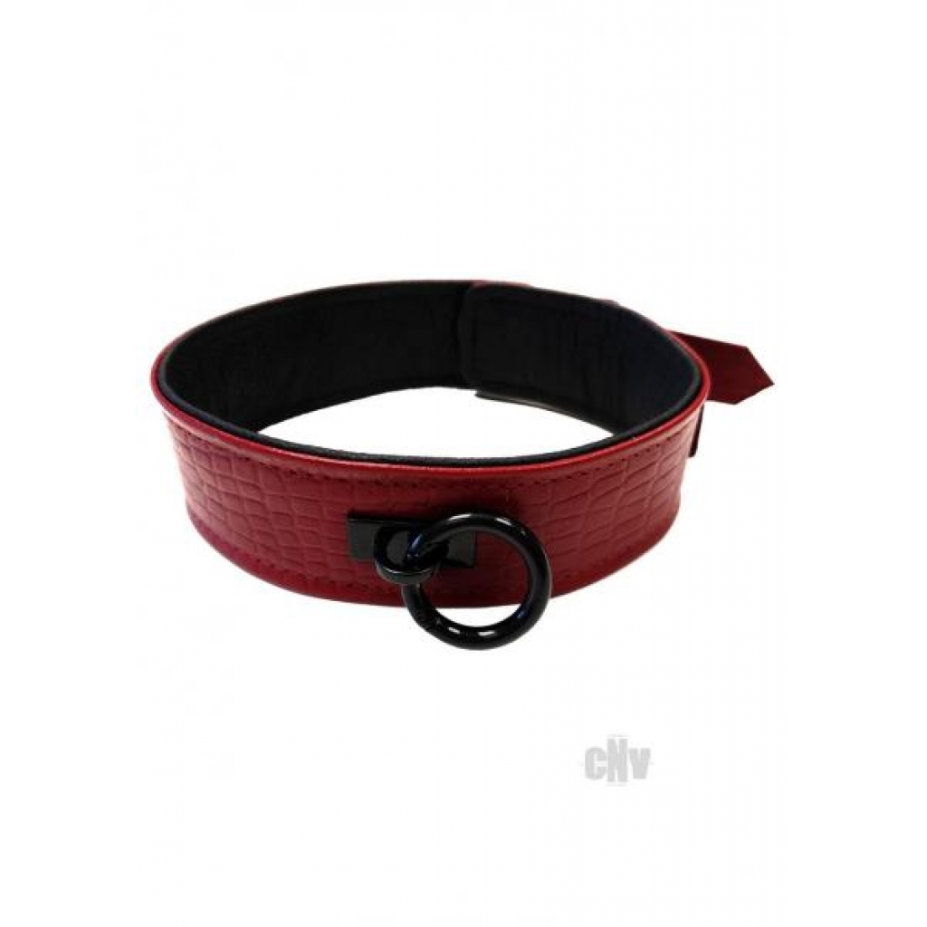 Rouge Anaconda Collar Burgundy Red Leather - Collars & Leashes