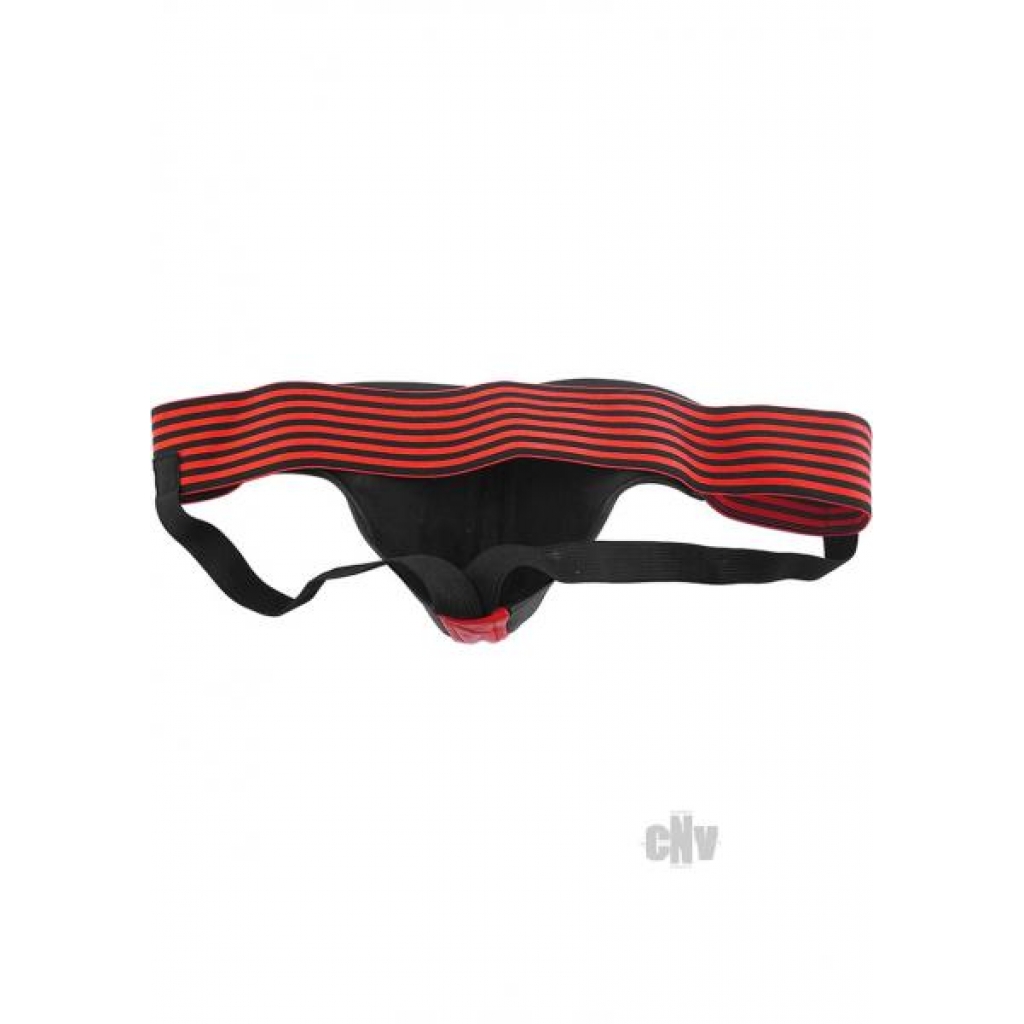 Rouge Leather Jockstrap Stripes Red Black Large - Mens Underwear