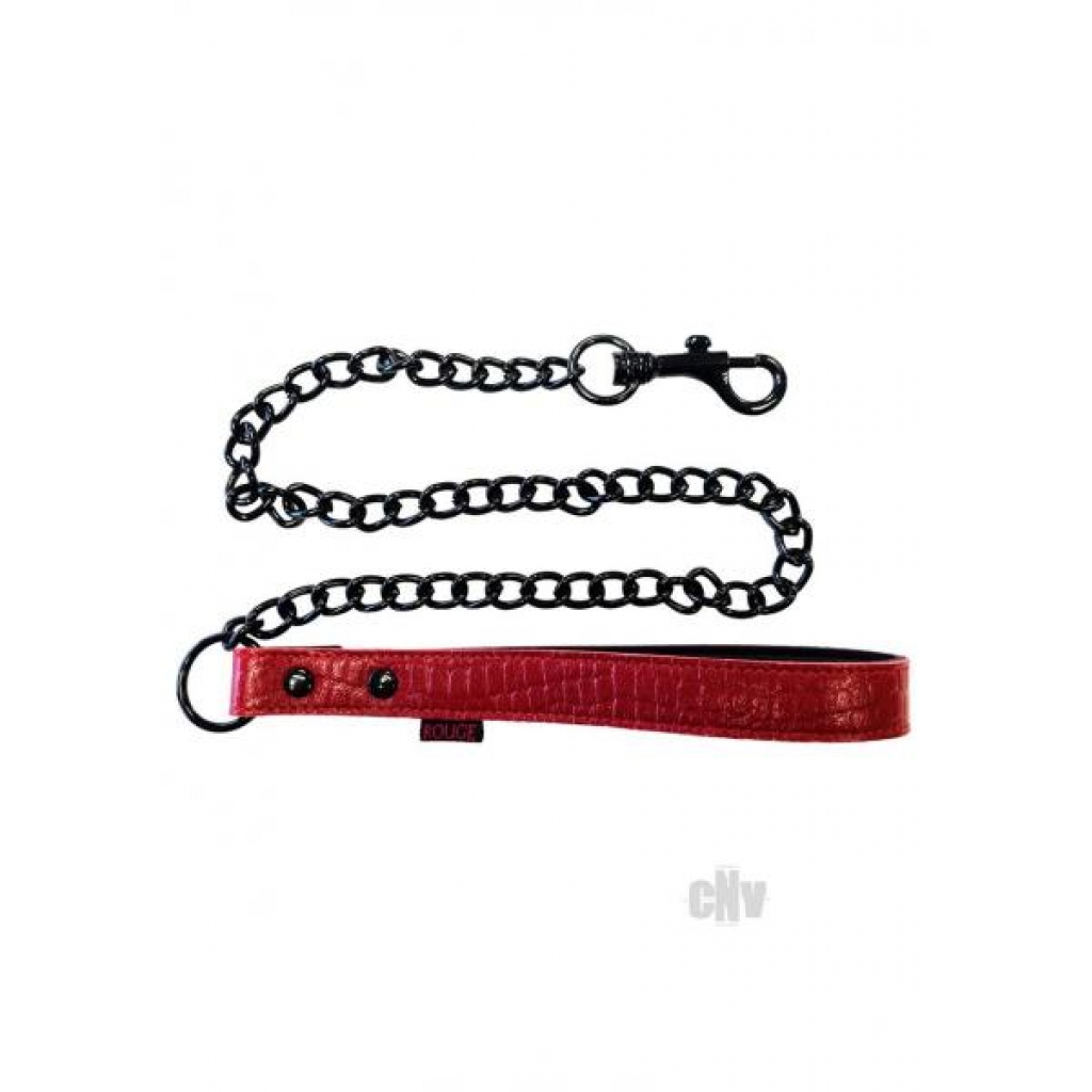 Rouge Leather Handle Lead Dog Chain Burgundy - Collars & Leashes