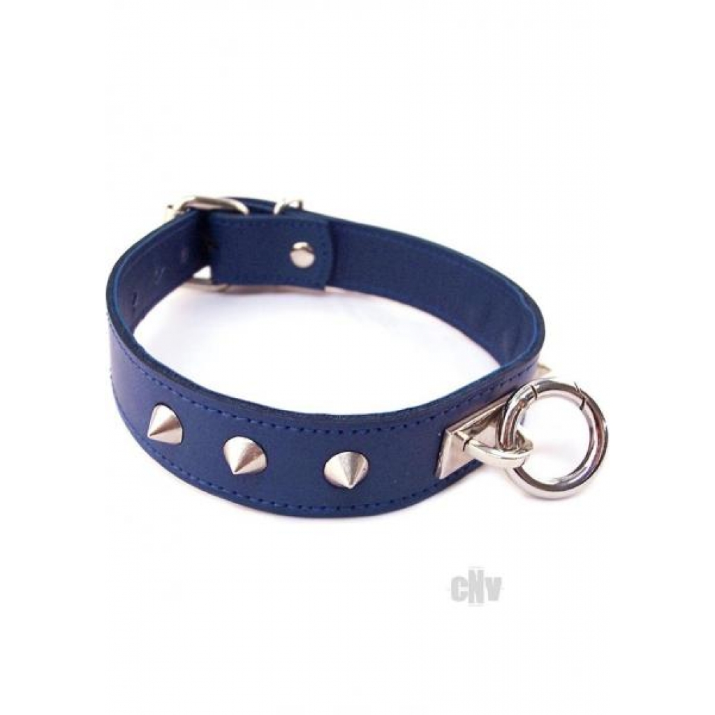 Rouge O Ring Studded Collar Blue - Collars & Leashes