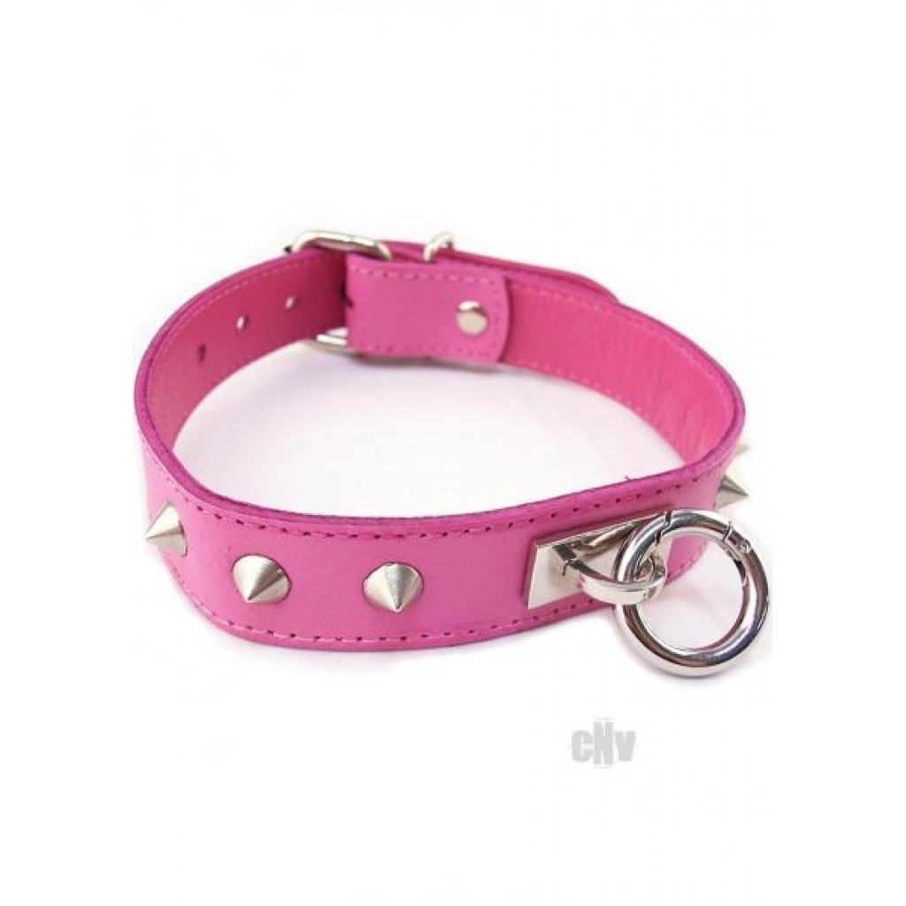 Rouge O Ring Studded Collar Pink - Collars & Leashes