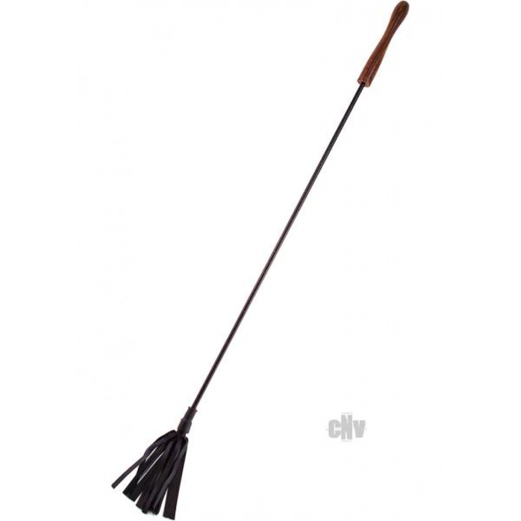 Rouge Leather Riding Crop with Wood Handle - Black