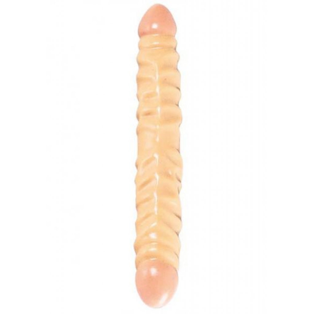 IVORY DUO VEINED DOUBLE DONG 12 INCH IVORY - Double Dildos