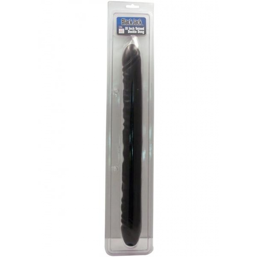 BLACK JACK VEINED DOUBLE DONG 18 INCH BLACK - Double Dildos