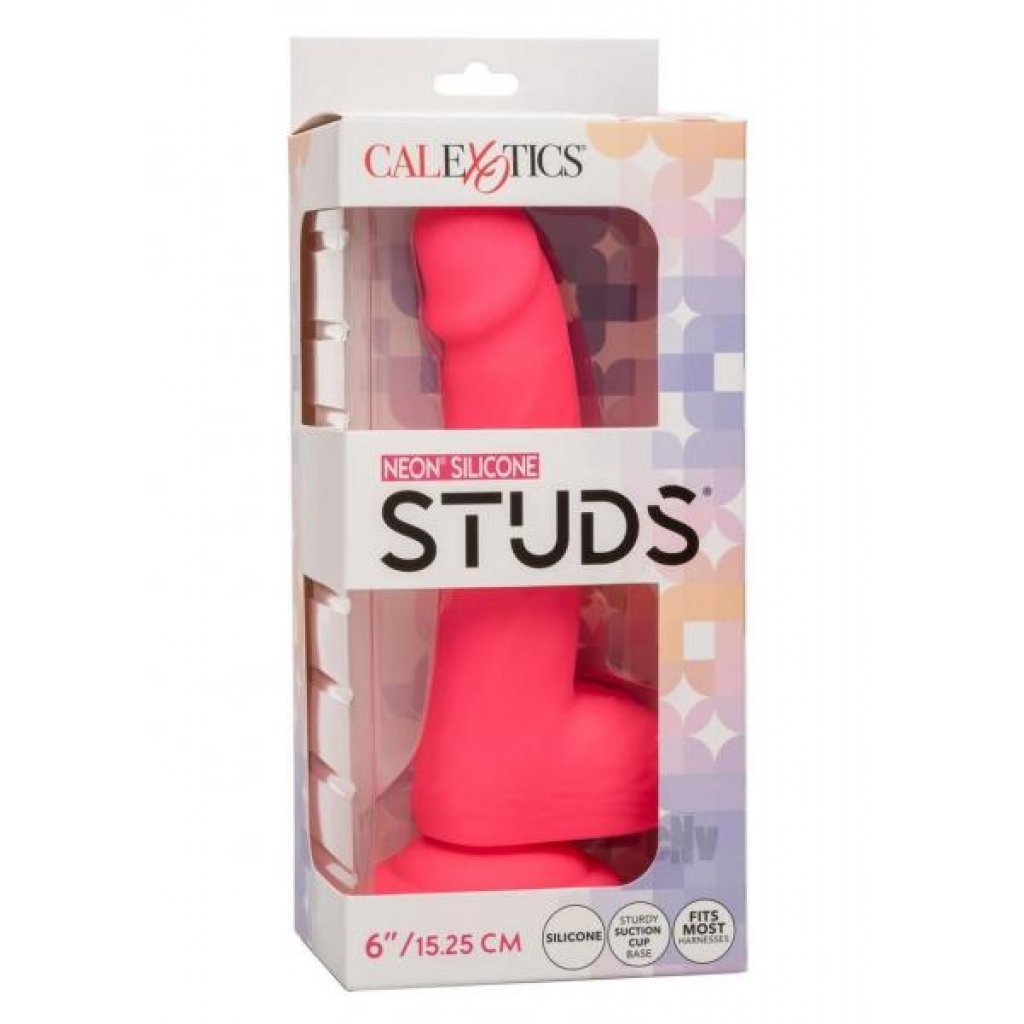 Neon Silicone Studs 6 Dildo Pink - Realistic Dildos & Dongs