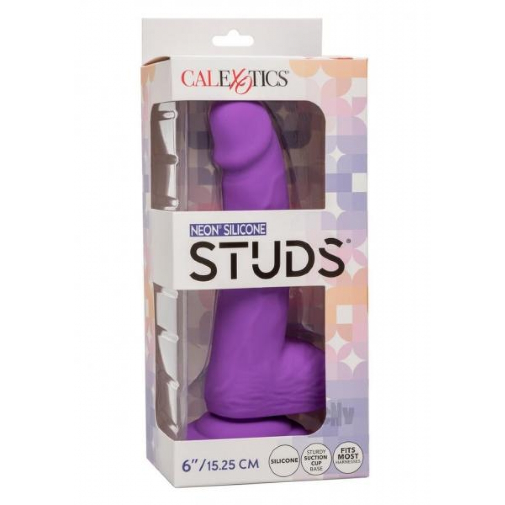 Neon Silicone Studs 6 Dildo Purple - Realistic Dildos & Dongs